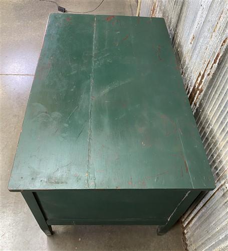 Vintage Green Desk with Drawers, Writing Desk, Home Office Desk, Wood Furniture