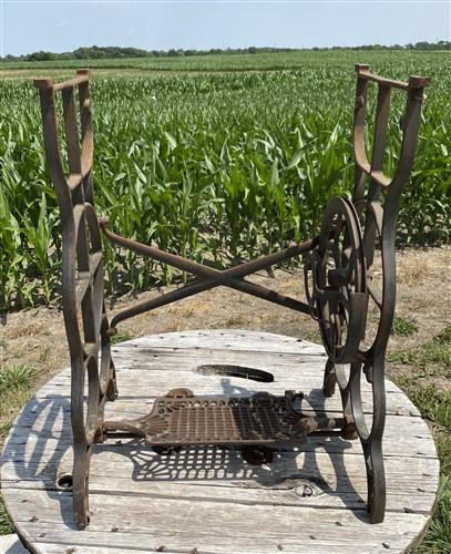 Treadle Sewing Machine, Cast Iron Base, Industrial Age Singer Steampunk PV