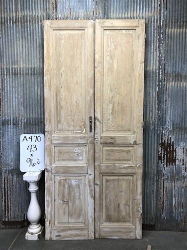 Antique French Double Doors (43x96.5) European Doors, Raised Panel Doors A470