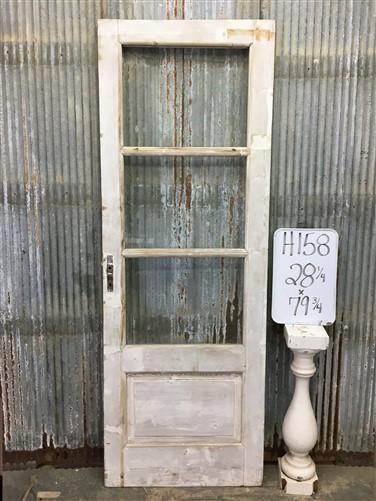 Antique French Single Door (28x79.75) 3 Pane Glass Door, European Door H158