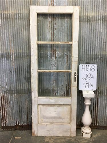 Antique French Single Door (28x79.75) 3 Pane Glass Door, European Door H158