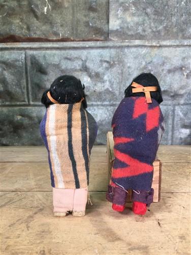 Skookum Dolls, Native American Indian, Chief Squaw Papoose, Canoe, Vintage Dolls