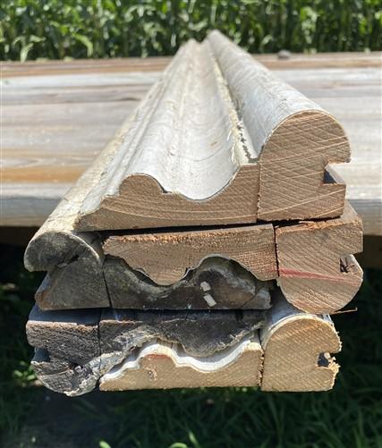 5 Wood Trim Pieces, Architectural Salvage, Reclaimed Vintage Wood Baseboard A93