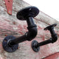 Pair Pipe Brackets, Floating Shelf Mantel Hardware, Rustic Industrial Decor