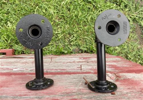 Pair Pipe Brackets, Floating Shelf Mantel Hardware, Rustic Industrial Decor