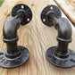 Pair Pipe Brackets, Floating Shelf Mantel Hardware, Rustic Industrial Decor