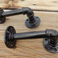 Pair Pipe Brackets, Floating Shelf Mantel Hardware, Rustic Industrial Decor