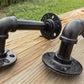 Pair Pipe Brackets, Floating Shelf Mantel Hardware, Rustic Industrial Decor