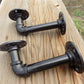 Pair Pipe Brackets, Floating Shelf Mantel Hardware, Rustic Industrial Decor