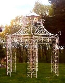 Large Garden Gazebo Dome Roof, Iron Metal Pergola, Outdoor Patio Gazebo Arbor A8