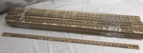 100 Advertising Yardsticks, Christensens Wood Rulers Sign Arts Crafts Vintage N,