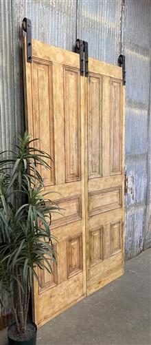 Pair Vintage American Doors (48x84) 5 Panel Interior Sliding Door w/ Roller
