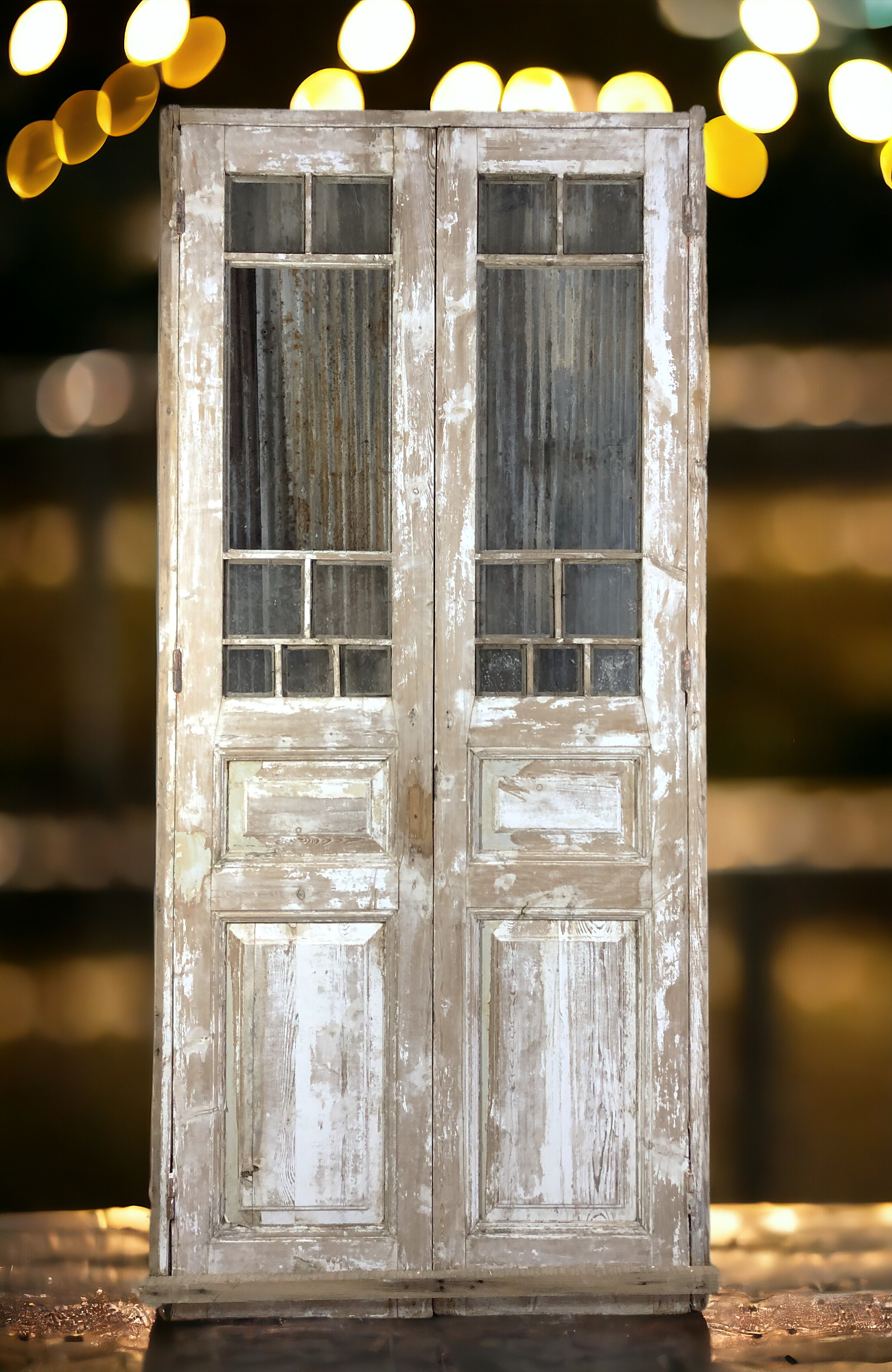 Antique Encased French Double Doors (46x103) 8 Pane Glass European Doors Jamb S8