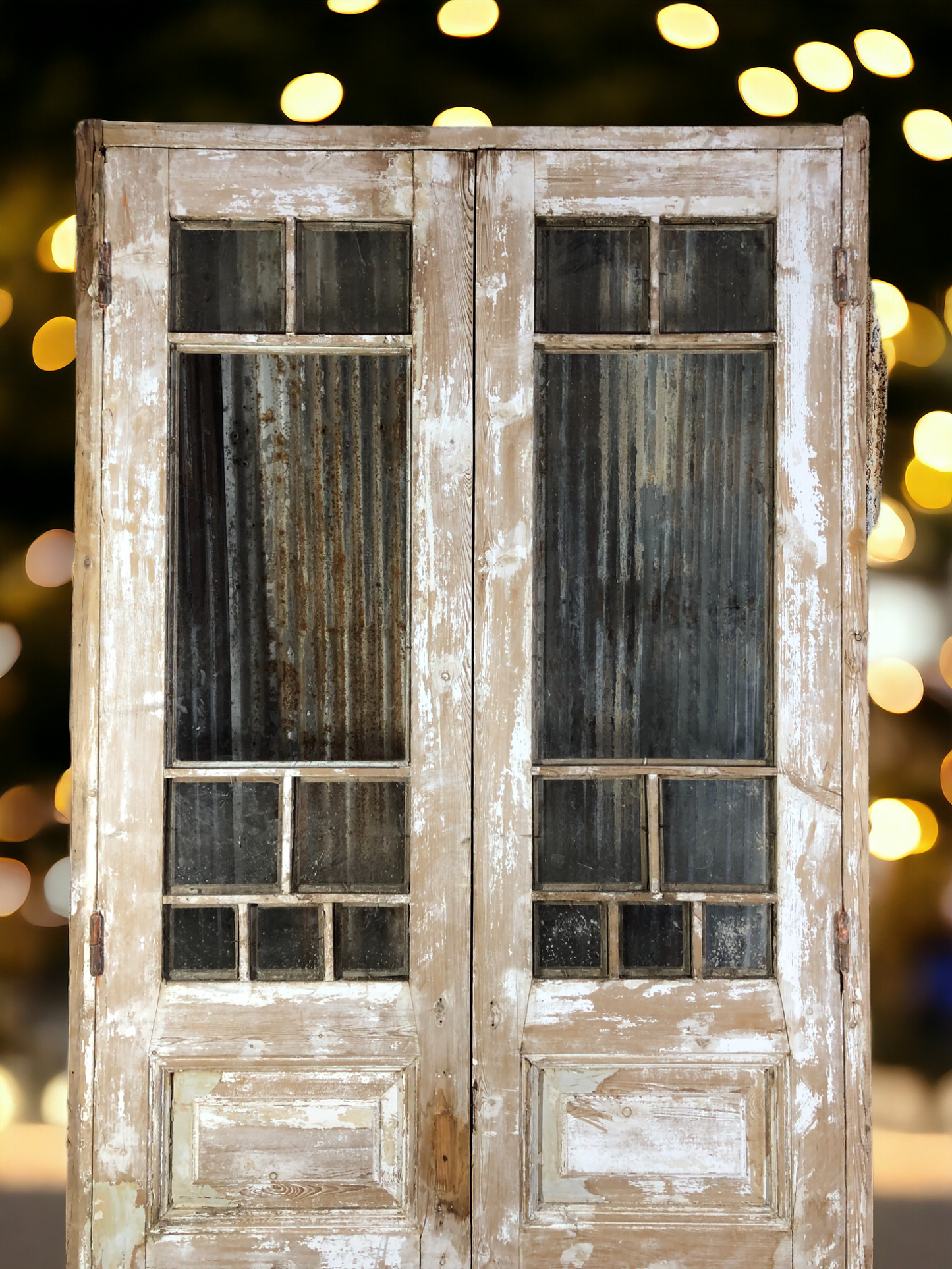 Antique Encased French Double Doors (46x103) 8 Pane Glass European Doors Jamb S8