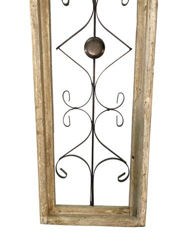 Rustic Wood Metal Gothic Window Frame, Distressed Architectural Window Decor