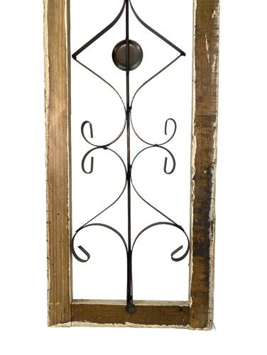 Rustic Wood Metal Gothic Window Frame, Distressed Architectural Window Decor