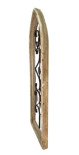 Rustic Wood Metal Gothic Window Frame, Distressed Architectural Window Decor