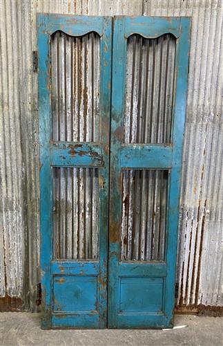 Vintage Indian Garden Gates, Carved Metal Teak Doors, Architectural Reclaim, A91