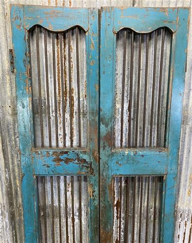 Vintage Indian Garden Gates, Carved Metal Teak Doors, Architectural Reclaim, A91