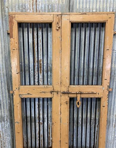 Vintage Indian Garden Gates, Carved Metal Teak Doors, Architectural Reclaim, A95