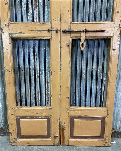 Vintage Indian Garden Gates, Carved Metal Teak Doors, Architectural Reclaim, A95