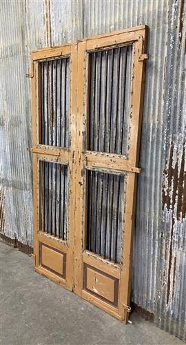 Vintage Indian Garden Gates, Carved Metal Teak Doors, Architectural Reclaim, A95