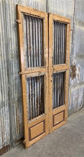 Vintage Indian Garden Gates, Carved Metal Teak Doors, Architectural Reclaim, A95