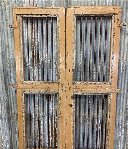 Vintage Indian Garden Gates, Carved Metal Teak Doors, Architectural Reclaim, A95