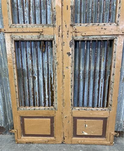 Vintage Indian Garden Gates, Carved Metal Teak Doors, Architectural Reclaim, A95