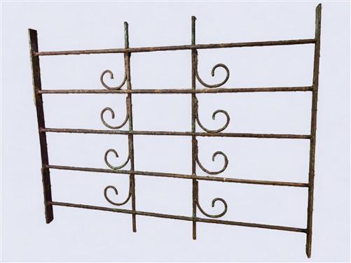 Wrought Iron Fence Panel, Architectural Salvage Grate, Garden Art, Vintage, A35