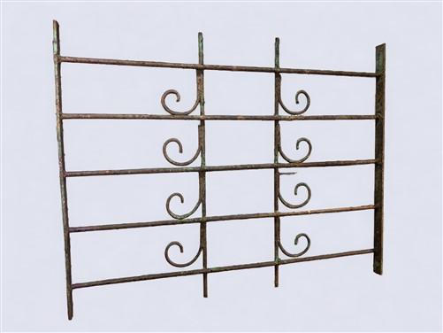 Wrought Iron Fence Panel, Architectural Salvage Grate, Garden Art, Vintage, A35