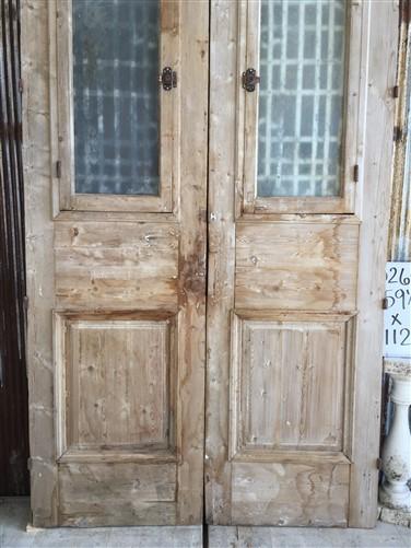 Antique French Double Doors (59.5x112) Iron Wood Doors, European Doors D264