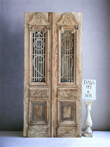 Antique French Double Doors (47x101) Iron Wood Doors, European Doors D265