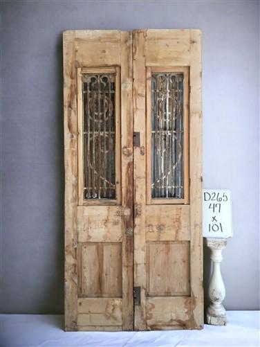 Antique French Double Doors (47x101) Iron Wood Doors, European Doors D265