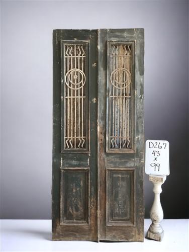 Antique French Double Doors (43x99) Iron Wood Doors, European Doors D267