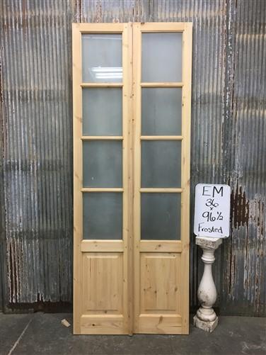 French Double Door (36x96.5) 4 Pane Frosted Glass Door European Styled EM12