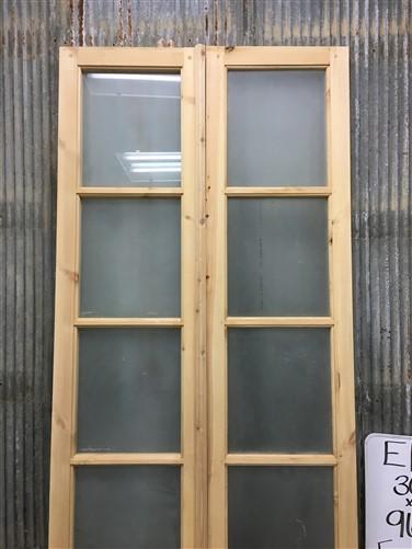 French Double Door (36x96.5) 4 Pane Frosted Glass Door European Styled EM12