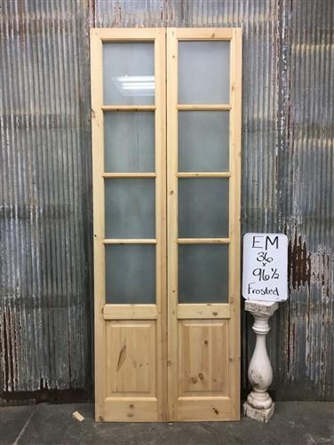 French Double Door (36x96.5) 4 Pane Frosted Glass Door European Styled EM12