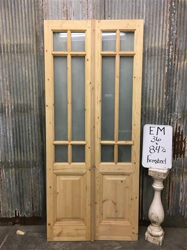 French Double Door (36x84.5) 6 Pane Frosted Glass Door European Styled EM27