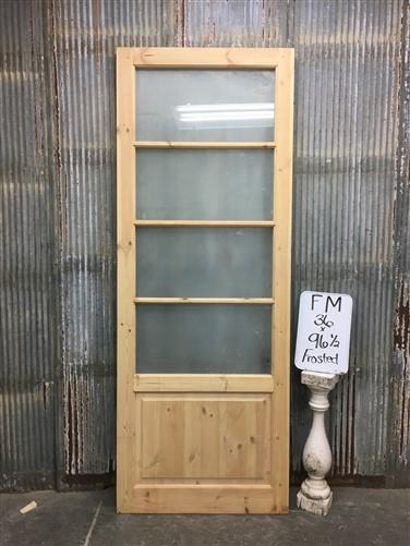 French Single Door (36x96.5) 4 Pane Frosted Glass Door European Styled FM16