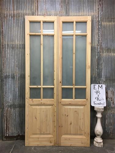 French Double Door (48x96.5) 6 Pane Frosted Glass Door European Styled EM33