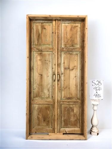 Antique Encased French Double Doors (44x92.5) European Panel Doors With Jamb S25