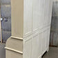 Curved Door White Wood Kitchen Hutch Cabinet, Pantry Cupboard, Storage H