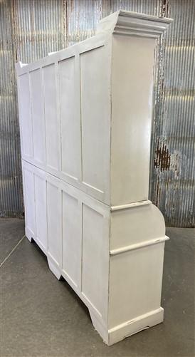 Curved Door White Wood Kitchen Hutch Cabinet, Pantry Cupboard, Storage H