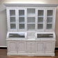 Curved Door White Wood Kitchen Hutch Cabinet, Pantry Cupboard, Storage H