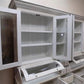 Curved Door White Wood Kitchen Hutch Cabinet, Pantry Cupboard, Storage H