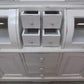 Curved Door White Wood Kitchen Hutch Cabinet, Pantry Cupboard, Storage H