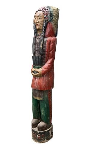 Tall Cigar Store Indian Folk Art, Tobacco Store American Indian Chief Statue, I