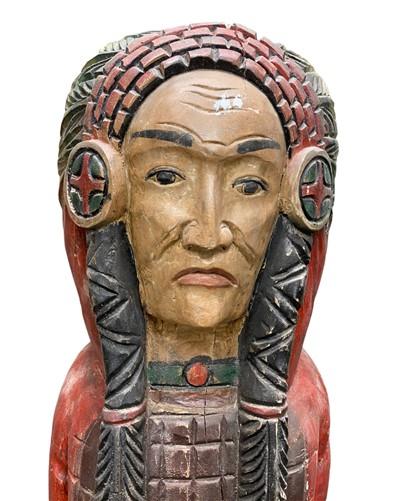 Tall Cigar Store Indian Folk Art, Tobacco Store American Indian Chief Statue, I