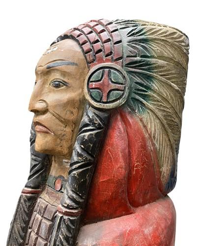 Tall Cigar Store Indian Folk Art, Tobacco Store American Indian Chief Statue, I